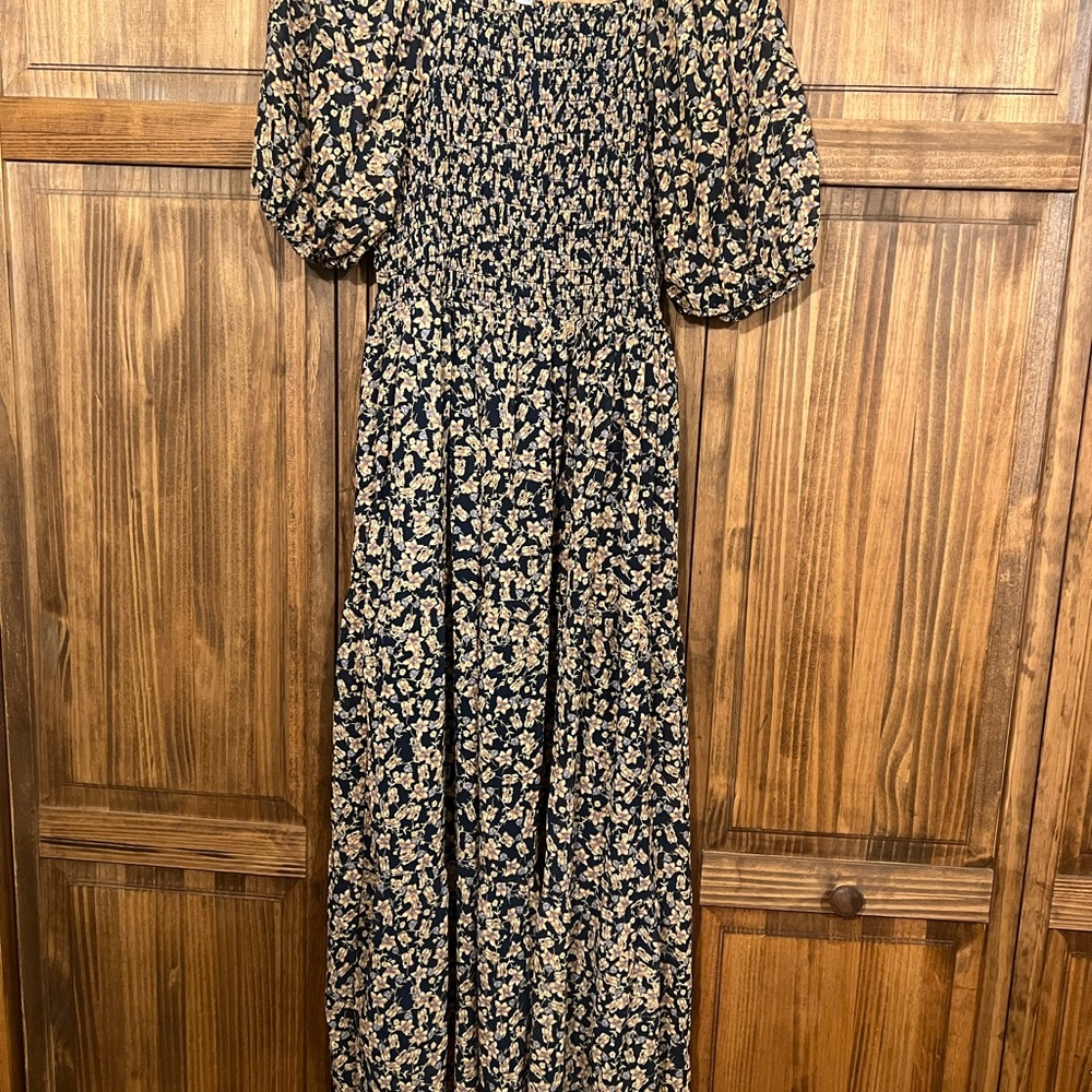Black Floral Smocked Maxi Dress - Elegant Everyday Style
